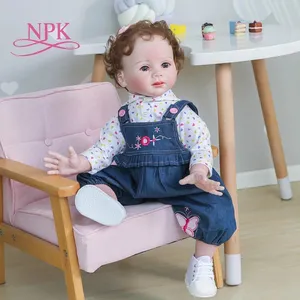 NPK 60CM Original Design Reborn Toddler Fridolin Bebe Gril Doll Handmade Rooted Curly hair Soft Silicone Vinyl Collectible Baby