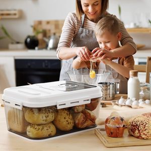Contenitore per Pane da Cucina Ermetico Contenitore per Riso Scatola per Conservazione Riso con Registrazione del Tempo e Coperchio - Product Image 4