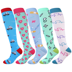 Tùy Chỉnh Nén Vớ Điều Dưỡng Phụ Nữ 20-30mmHg Màu Hồng Cotton Y Tế Nén Vớ Jacquard Y Tá Nén Vớ - Product Image 1