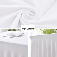 Jupe de table jetable moderne en polyester non tissé extensible, 100 % imperméable et résistante à l'huile, facile à installer, pour banquets carrés de 4, 6 et 8 pieds – Vente en gros