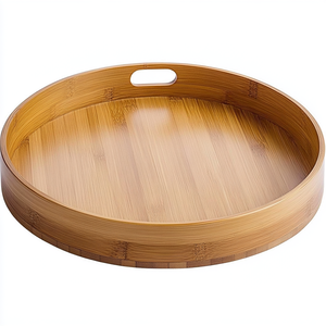 طبق فواكه خشبي دائري من الخيزران، صينية منزلية لعرض الفواكه، مصنوع بتقنية CNC مع خدمات الحفر والتجليخ - Product Image 2