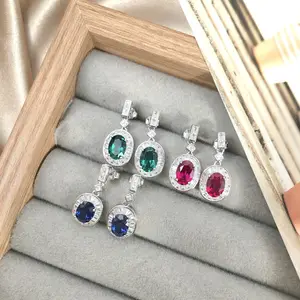 Lab Grown Emerald Ruby Sapphire 925 Sterling Silver Hoop Earrings For Women Destiny Jewelry