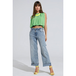 Jeans estilo cargo blanqueados con detalles de correa tipo cinturón en la cintura - Product Image 3