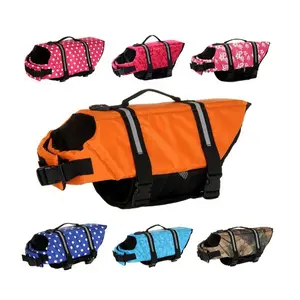 조정 가능한 안전 애완 동물 반사 조끼 수영 재킷 개 구명 조끼 사용자 정의 로고 여름 판지 포장 폴리 에스테르 CLASSIC 100pcs