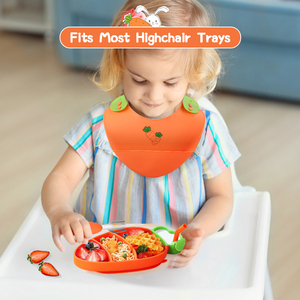 Assiette à repas en Silicone pour bébé, bol à carottes en acier inoxydable 304 fourchette cuillère vaisselle en Silicone ensemble d'alimentation pour bébé - Product Image 3
