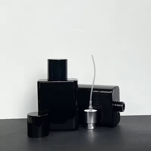 Portable 50ml <b>Flat</b> Shape Glass Perfume Bottle with <b>Screw</b>-Cap Pump Sprayer Empty Press Bottles - Product Image 5