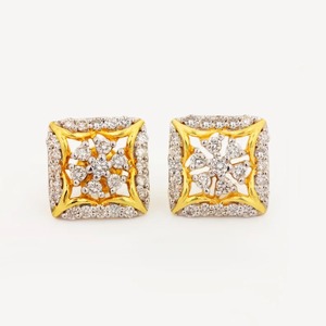 Pendientes de Diseño Elegante con Forma Cuadrada, Chapados en Oro con Piedras Blancas, Estilo Diamante, Perfectos para Fiestas, para Mujer - Product Image 5