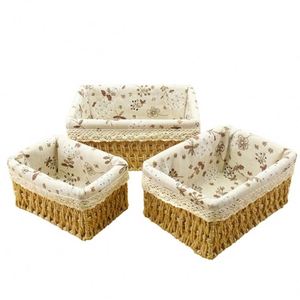 Boho Aufbewahrungskörbe für Badezimmer, Rattan-Geflecht, Polyester-Wäschekorb, Mais-Moses-Korb mit 3 Fächern und Deckel, Outdoor-Kunststoff - Product Image 5