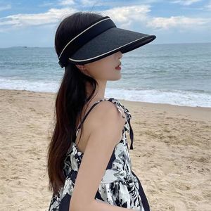 Visière de plage tendance pour <span class=keywords><strong>femme</strong></span> SYH1332 avec logo personnalisé, protection UV réglable, <span class=keywords><strong>chapeau</strong></span> à visière vide pour les voyages décontractés - Product Image 4