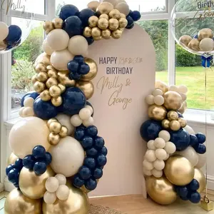 JYAO 124 قطعة بالونات ازرق داكنة مجموعة قوس جارلاند للحفلات وديكورات الزفاف