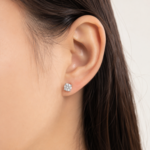 Orecchini a perno con cristalli rotondi incastonati per donna, accessori classici minimalisti per l'uso quotidiano - Product Image 2
