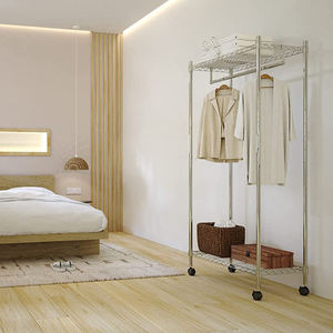 <b>Folding</b> Garment Rack / Clothes Hanger Rack / Portable <b>Wardrobe</b> / Clothes Storage Rack / Bedroom Closet Organizer / With Dust Cov - Product Image 2