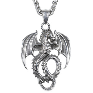 Collar de Hombre de Acero Inoxidable con Colgante de Barco Dragón Vikingo Nórdico y Símbolo Valknut, Estilo Punk Vintage, Joyería de Regalo - Product Image 2
