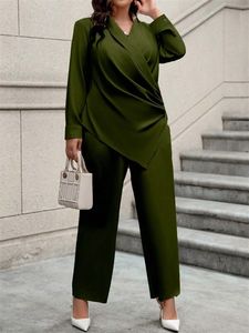 Pantalon de costume à manches longues pour femmes de haute qualité costumes d'affaires de bureau ensembles de deux pièces de couleur unie - Product Image 6