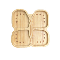 Assiettes à dîner en bambou à ventouse avec logo personnalisé, mignonnes, en forme de renard, mouton, lapin, éléphant, singe, lion, koala, pour enfants et bébés