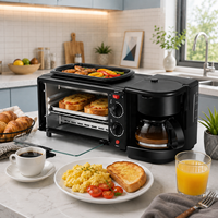 Machine à petit-déjeuner électrique 3-en-1 multifonctionnelle : Vente en gros directe usine – Poêle à frire, cafetière automatique et appareil à cuire à la vapeur pour œufs