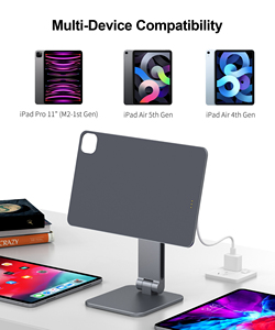 Supporto per Tablet Rotante a 360 Gradi con Ricarica Wireless, Pannello in Alluminio Magnetico Pieghevole Regolabile Compatibile con <span class=keywords><strong>iPad</strong></span> <span class=keywords><strong>12.9</strong></span>, Certificato ROHS REACH - Product Image 4