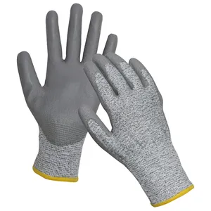 13G полностью ориентированной нитью, покрытая Полиуретаном порезостойкие перчатки уровня 5 мужские перчатки без пальцев для anticorte Nivel 5 HPPE стекло металлический передачи перчатки