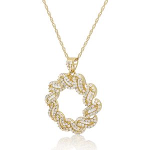 Collar con Colgante de Diamantes en Espiral de Ornaatis, Oro Amarillo sobre Plata de Ley, 1.18 Quilates en Total, Corte Redondo y Baguette, para Mujer, para Boda - Product Image 3
