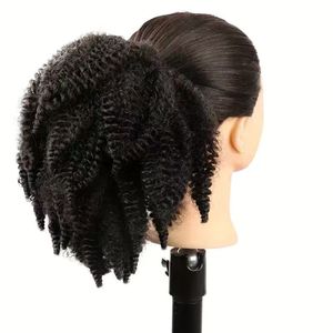 Queue de cheval à cordon en gros, <span class=keywords><strong>chignon</strong></span> bouffant doux, court, style Marley Afro crépu bouclé, à clipser avec élastique - Product Image 4
