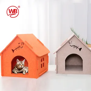 실내 주택 회색 펠트 애완 동물 동굴 둥지 침대 빌라 고급 고양이 집