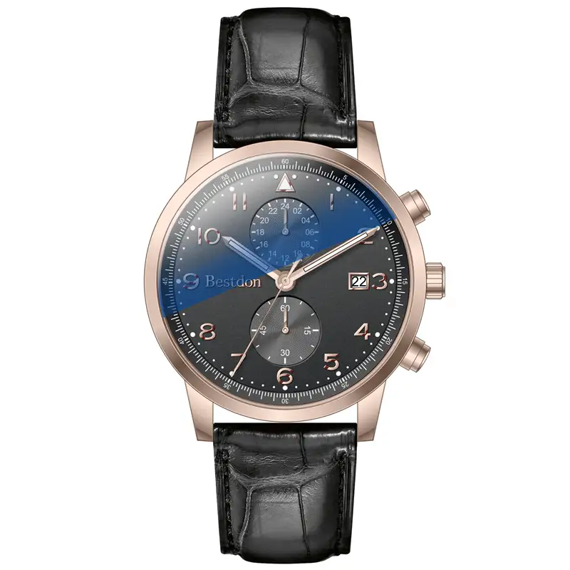 Bestdon BD5550G элегантные синие стеклянные часы с двумя часовыми поясами стильные часы из натуральной кожи с арабским номером мужские часы эксклюзивные