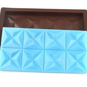 Moule en silicone écologique pour chocolat et glaçons, motif gaufré 8 grilles en forme de losange, grande taille, OEM/ODM - Product Image 1
