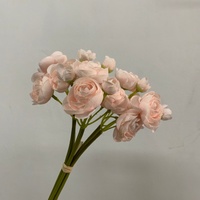 Bunga Ranunculus Mini 6 Tangkai Grosir LE-345, Bunga Ranunculus Sutra Imitasi untuk Buket Pengantin & Dekorasi Meja Acara