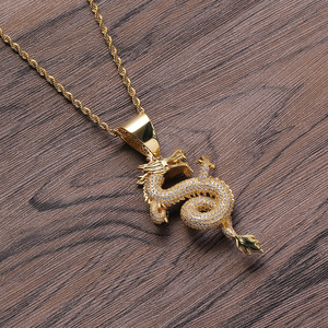 Collar con Colgante Chino de Circonita Completa, Joyería de Cadena con los 12 Signos del Zodiaco para Hombre - Product Image 2