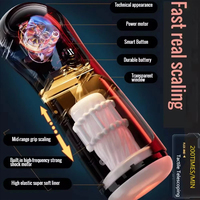 Godet de masturbation masculin télescopique entièrement automatique à dilatation et contraction profondes, avec stimulation par succion, vibration et piston, jouet sexuel