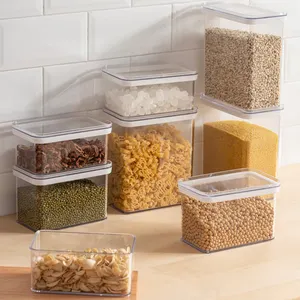 Set of 8 Food Storage Bins Refrigerator Organizer Food Storage Rack Stackable Plastic with lid for Pantry Plastic Store Type
