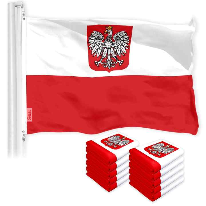 UD2 Poland Ensign 3x5 Ft Custom Flag 10-Pack 150D Printed Polyester Silk with Custom Logo by for G128