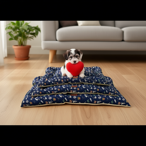 Set di Tre Pezzi per Cuccia per Cani in Lino con Stampa Cartoon su Sfondo Blu, Impermeabile e Antiscivolo - Product Image 3