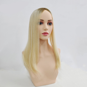 Venta al por mayor de topper de encaje de malla de 14 y 16 pulgadas con cabello humano virgen europeo de cutícula alineada para mujeres blancas, en stock. - Product Image 6