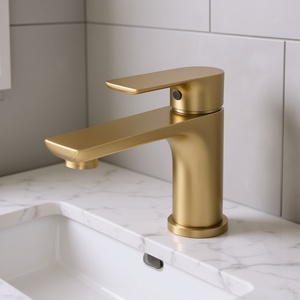 Rubinetto Moderno Monocomando per Bagno in Ottone Spazzolato con Valvola in Ceramica e Design a Beccuccio Singolo - Product Image 2