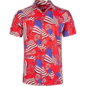 Chemise Hawaïenne Ample à Manches Courtes pour Homme, Col Montant, Respirante, Imprimés Décontractés pour Plage et Resort, Sérigraphiée 300g, Personnalisable - Product Image 1