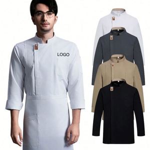 Uniformes de Cocina para Hombres, Camisas de Trabajo para Restaurante, Ropa de Chef, Uniformes para Restaurante y Bar, Chaqueta de Chef - Product Image 1