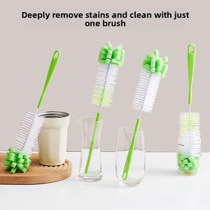 Zenidoo Customized Eco-Friendly Household Long-Handled Plastic Silicone Sponge Bottle Brush <b>Scrubbing</b> Style Kitchen Cleaning - Product Image 5