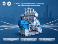 Turbine à vapeur industrielle Bowzon 8MW Série C à condensation par extraction avec unité de réduction de vitesse 25000V 60Hz, écologique, au gaz naturel