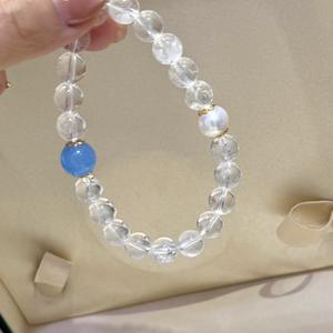 New White Crystal <b>Bracelet</b> with 8MM Star Freshwater Pearl Blue Gemstone <b>Bead</b> Stylish Jewelry for <b>Men</b> and Women - Product Image 2