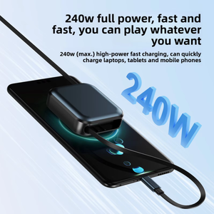 Câble de données rétractable USB Type-C vers Type-C 240W à charge rapide en PVC avec <span class=keywords><strong>garantie</strong></span> de 12 mois pour téléphone portable, tablette, voiture - Product Image 2