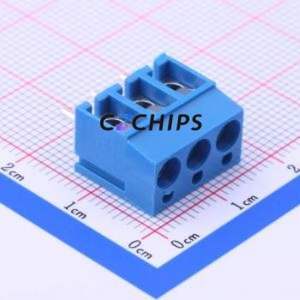 WJ300V-5.0-3P Screw Terminal Block Through hole Component (THT),P=5mm Connector 1x3P 5mm Blue Through Hole - Product Image 2