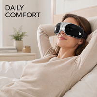 Masseur oculaire à compression d'air noir avec chaleur et vibrations, rechargeable par USB, 1200 mAh, pour les yeux fatigués, soin des yeux et soutien du sommeil