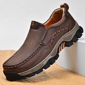 Mocassins en cuir PU pour hommes, à enfiler, semelle en caoutchouc, doublure en peluche, chaussures décontractées - Product Image 1