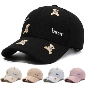 Venta al por mayor de gorras de béisbol de algodón de 6 paneles con logotipo de oso de dibujos animados bordado en 3D personalizadas, gorras de béisbol con visera curva ajustable - Product Image 6