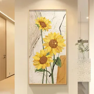 Dafen 3D Thickness Minimalist Modern Abstract Canvas Painting Flowers Paintings White Thick Texture Art Wall Decoration