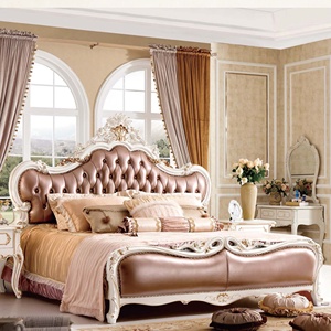 Pháp phong cách Châu Âu Vua kích thước giường với ngăn kéo lưu trữ + Bàn Cạnh Giường ngủ bệ + Tủ quần áo, Bộ đồ nội thất phòng ngủ hoàn chỉnh - Product Image 3