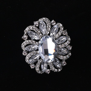 Bros Bunga Bulat Korea, Bros Kristal Perak Biru Merah Muda untuk Hadiah Pernikahan - Product Image 4