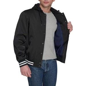 New Quality Hot Selling <b>Men's</b> Navy Varsity <b>Jacket</b> Regular Fit Solid Color Turn-down Collar Single Button Casual Autumn Wear - Product Image 5
