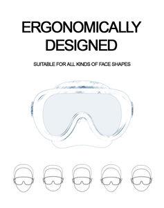 4 日間発送 カスタマイズされたロゴ ダブルレンズ強化ガラススポーツシュノーケリングマスク液体シリコンストラップ大人用フリーダイビング 65CC - Product Image 3